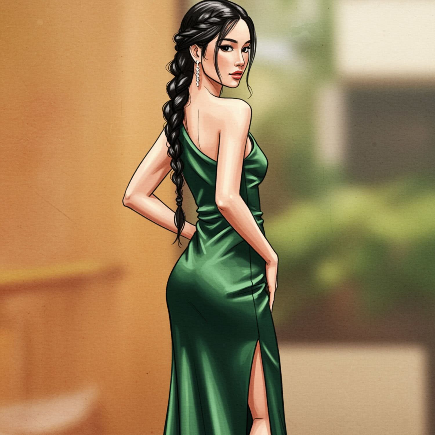 Odkryj urok **one-shoulder maxi dress** w głębokiej zieleni – elegancja i zmysłowość