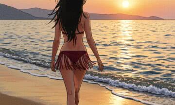 Bikini z frędzlami – boho styl na greckiej plaży