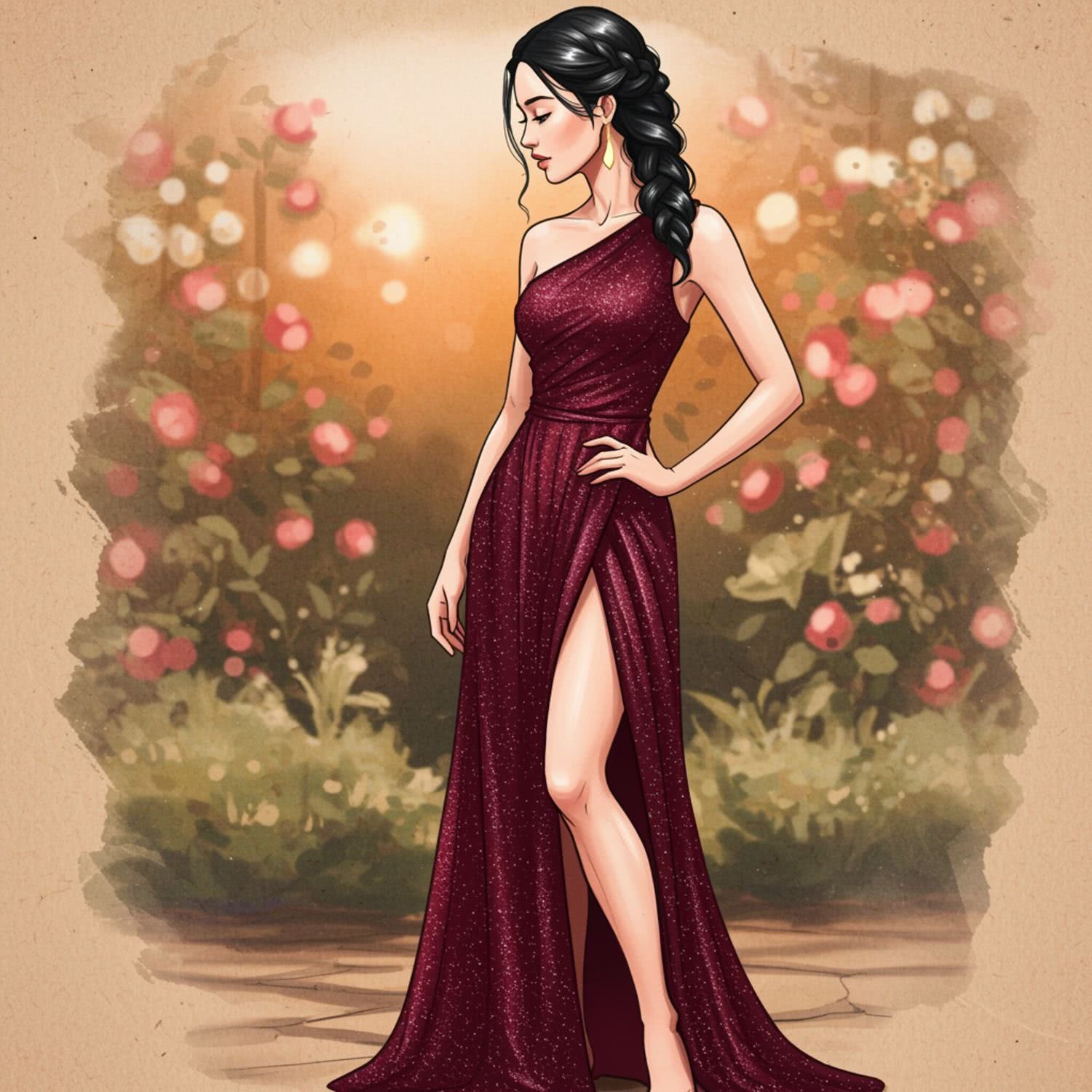 One-shoulder maxi dress – elegancja i zmysłowość w bordowym kolorze