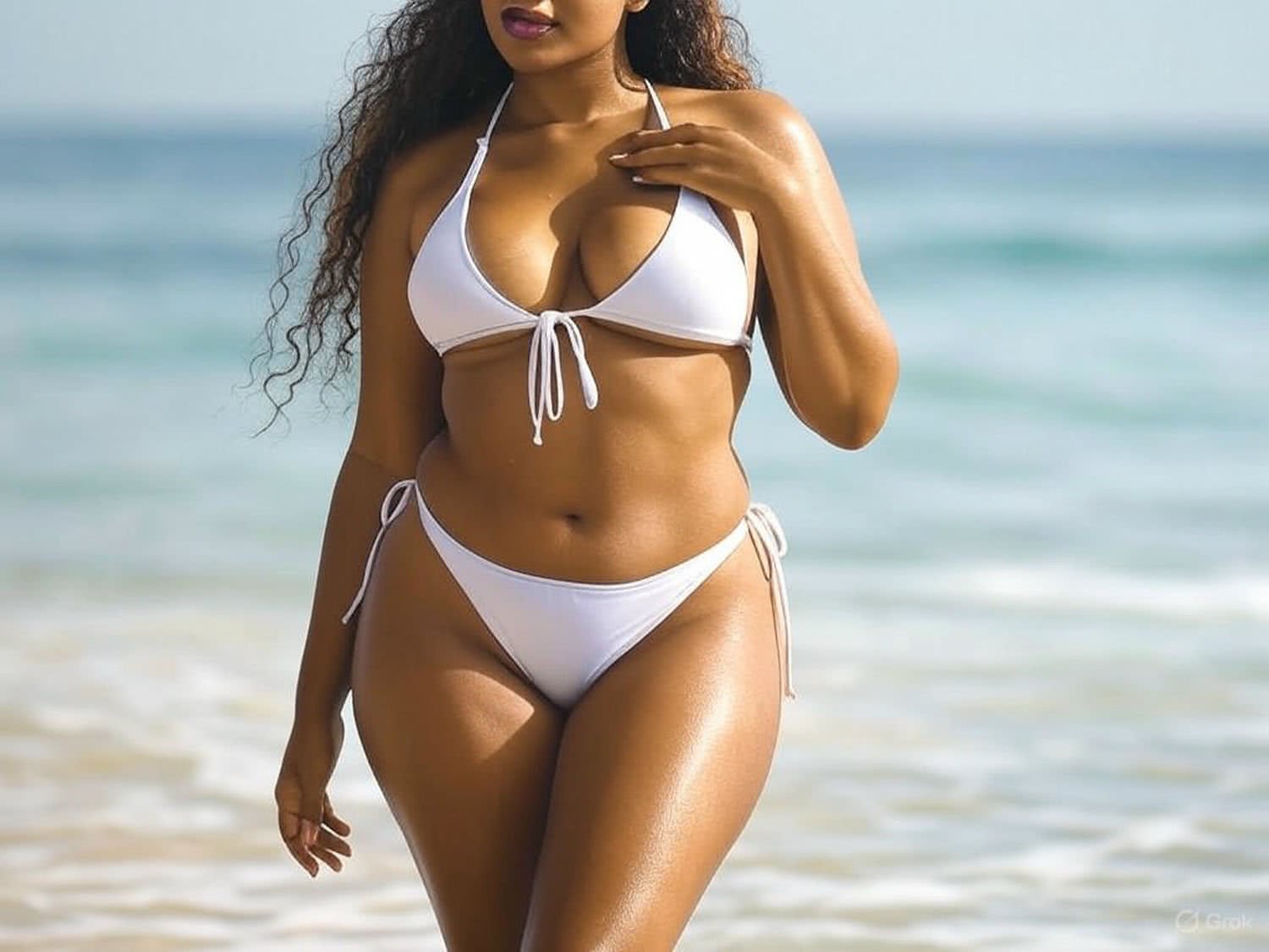 Białe bikini i uwodzicielska poza – inspiracja od brazylijskiej piękności