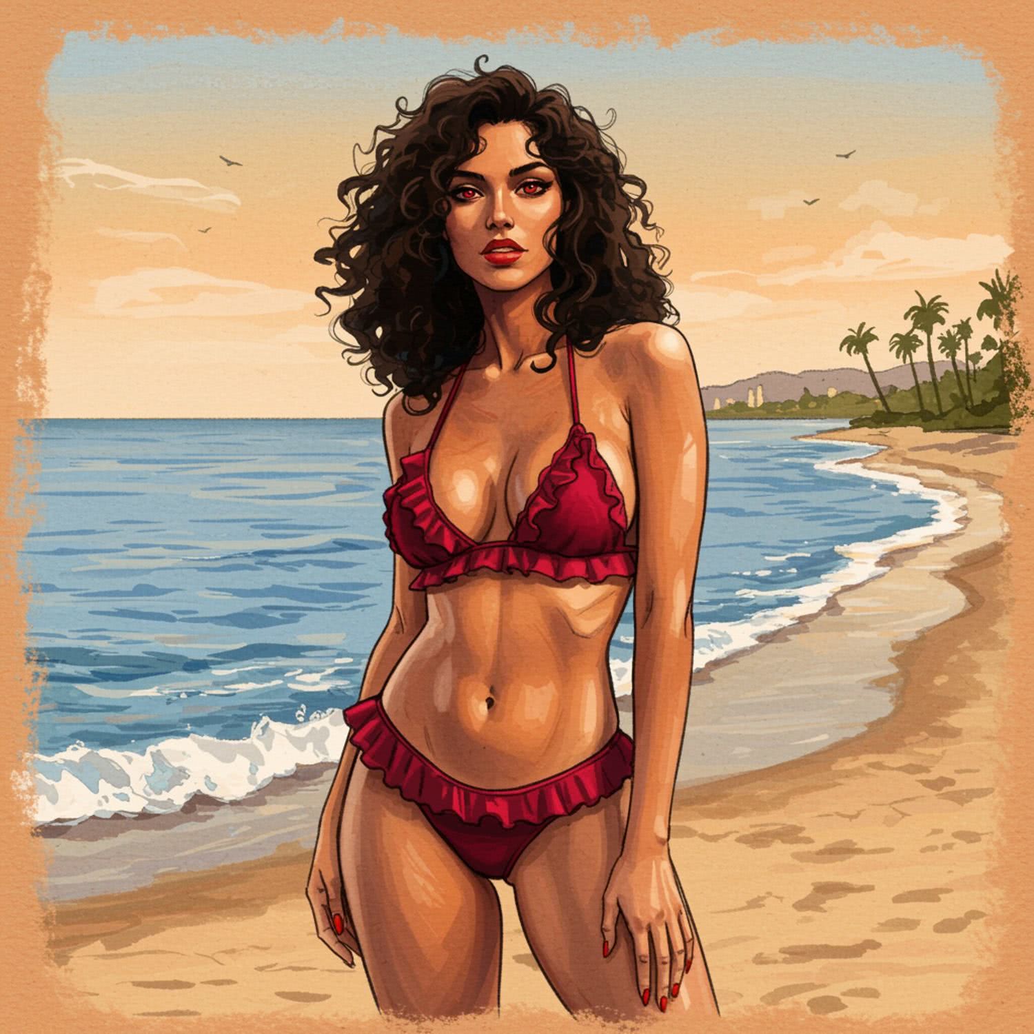 Bikini z falbankami – romantyczny urok nad oceanem