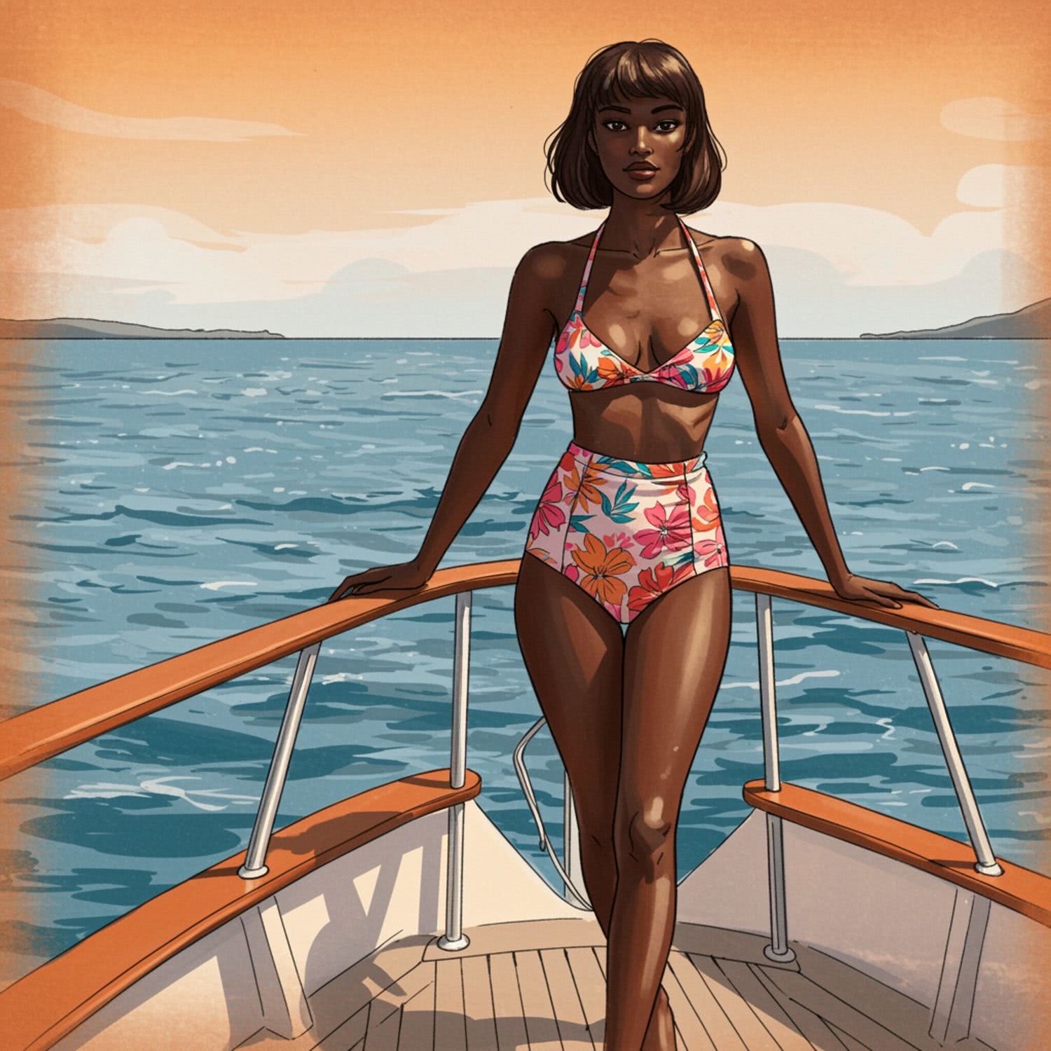 Dwuczęściowe bikini z wysokim stanem – Podkreśl talię w stylu retro na morzu