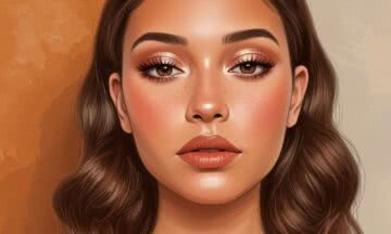 Latte Makeup – Nude, brązowe odcienie z delikatnym połyskiem, bardzo długie rzęsy