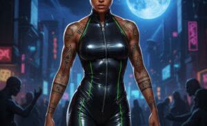 Elara – neonowa bogini w lateksowym blasku